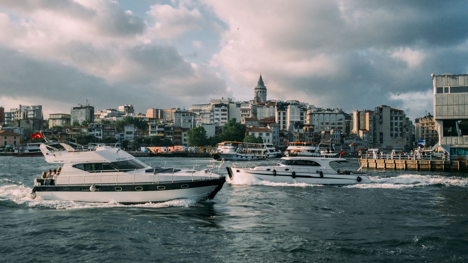 Boats on the water off the Istanbul coast